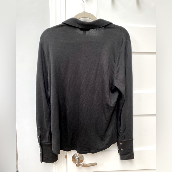 Banana Republic Softest Modal Blend Button Down Black Polo Blouse - Picture 4 of 8